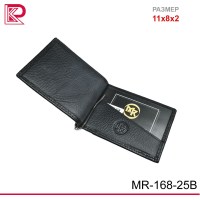 Зажим MORELLY GRANDE (11х8х1 см), матовый, монетница карман на кнопке, цвет чёрный