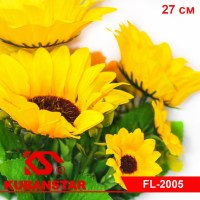 Букет ПОДСОЛНУХОВ, 27 см, 4 цветка диаметром 9,5 см, 9 цветов - 4 см