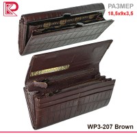 Кошелек FANI классик, под крокодила, монет снаружи, цвет: коричневый