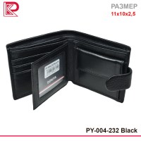 Портмоне мат, среднее, на хлястике, цвет черный