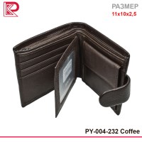 Портмоне мат, среднее, на хлястике, цвет коричневый
