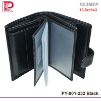 Портмоне+Автодок+Паспорт матовое, большое, вертикальное цвет черный