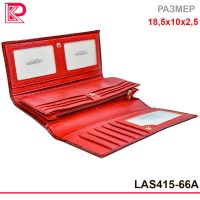 Кошелёк LASEFERNANDO лак, мелкая рептилия, классик, монет на молнии, доп кред на кнопке, цв красный