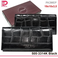 Кошелёк SOMUCH классик, рептилия, глянец, магнит, монет внутри, цв черный