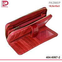 Кошелёк на молнии SEZFERT внешняя кредитница на кнопке, лак, цв красный