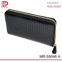 Кошелёк MORO & JENNY лак, на молнии, рептилия, цвет: черный