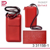 Кошелёк-сумочка GL матовый, отдел под телефон, цв. красный