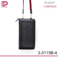Кошелёк-сумочка GL вертикальная, на молнии, карман под телефон, цв: черный